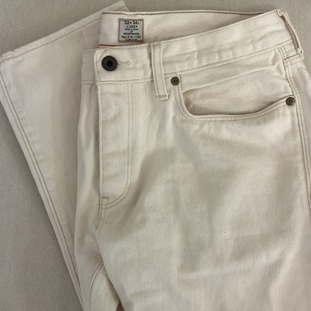 J Crew Men's 484 Slim Fit Jeans - Button Fly - 32W x 34L NWOT - Cream Off White
